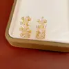 Brincos Redondos de Vidro com Zircônia Banhados a Ouro 14K Real, Exquisitos e Versáteis, Brincos de Luxo Leve e de Alta Qualidade