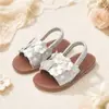 Sandalias Elásticas de Flor de Perla para Niñas Suela Suave Antideslizante Punta Abierta Dulce Estilo Princesa Sandalias Infantiles