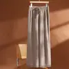 Calça feminina de tricô de lã pura com fios dourados e prateados e lantejoulas para outono e inverno, calça pantalona de lã espessa de perna reta, calça longa com caimento estilo céu estrelado