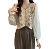 Camisa de Manga Larga de Crochet Bordado Francés para Mujer Estilo Transfronterizo Nuevo Diseño de Primavera Nicho Hueco Top Corto Moderno