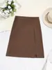 Saia Elegante de Cintura Alta com Fenda Lateral Linha A para Mulheres, Saia de Comprimento Médio que Emagrece e Molda o Quadril, Saia Casual Simples na Moda