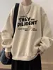 Sudadera de Peso Pesado con Cuello Redondo Estampada de Manga Larga para Hombre para Primavera y Otoño, Chaqueta Estudiante con Capucha Holgada Estilo Americano de Moda con Forro Polar para Otoño e Invierno