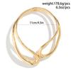 Gargantilla de metal con anillo brillante exagerado, estilo retro, con resorte irregular y hueco para mujer