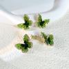 Hada Verde Gradiente Verde Zircón Mariposa Clip para la Oreja Sin Agujeros en la Oreja Plato para Incienso de Mosquito Clip para la Oreja Aretes Dulces Frescos Mujeres