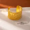 Pulseira Aberta Estilo Étnico Vintage, Pulseira Larga Dourada Exótica de Dunhuang, Joia de Luxo Leve Estilo Étnico Boêmio Dai