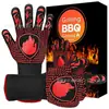 Guantes Retardantes de Llama, Resistentes al Fuego, Resistentes a Altas Temperaturas hasta 800 Grados, Para Barbacoa BBQ, Horno de Microondas, Horneado, Guantes de Silicona Aislantes del Calor Anti-Escaldaduras