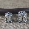 Pulsera de Vid de Sangre de Pollo de Xizang Shannan Plata Tibetana Bolsa Jersey Vid Cabeza de Botón Cabeza Mantra de Seis Palabras Cubierta para la Cabeza Diamante Vid Tubo Curvado