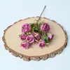 8 Esquejes de Rosa de Flores Artificiales Estilo Europeo Lujo Accesible Pintura al Óleo Borde Quemado Decoración de Mesa para Sala de Estar Decoración de Flores Artificiales