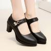 Zapatos de Tacón Medio Grueso Modelo Primavera y Otoño 2025 para Mujeres de Mediana Edad y Mayores, Zapatos Profesionales de Trabajo, Tallas Grandes 40-43
