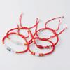 Pulseira de Cordão Vermelho Jade Cilíndrico Tecida à Mão DIY Ano da Vida Nó Chinês Joia Cordão de Mão