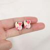 Pendientes de madera con forma de corazón, de moda transfronteriza, con diseño de dibujos animados de amor, para el Día de San Valentín, bonitos y pequeños pendientes de rosa.