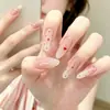 Hailey Bombilla Pequeña Hecho a Mano Uña Portátil Ojo de Gato Almendra Manicura Amarillo Negro Piel Gigante Blanco Blanco Lechoso Parche de Uña Degradado