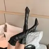 Primer Encuentro con las Botas Elásticas de Tacón Alto Hasta la Rodilla de la Temporada para Mujer, Botas de Caña Alta Puntiagudas Que Te Hacen Ver Más Delgada, con Tacones Finos, Sexys y Atractivas, Botas Largas Ajustadas