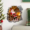 BRUP Pegatina de Pared Navideña Cálida Papá Noel Chimenea Tomando Té Pegatina de Pared Autoadhesiva Visual 3D BR2349C