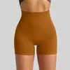 Pantalones cortos de fitness para mujer de tres puntos de cintura alta con efecto de realce de glúteos, de punto sin costuras ajustados, para yoga, correr, deportes