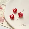 Cuentas de Esmalte Corazón Amor Punto Ola Roja Hechas a Mano DIY Material Accesorios para Collar Aretes con Cuentas