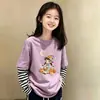 Conjunto de otoño para niña, camiseta de manga larga patchwork, nuevo estilo primavera y otoño 2026, top interior para niñas de talla mediana y grande