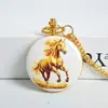Relógio de Bolso de Cavalo Pintado na Cor Dourada, Relógio de Colar Clássico Nostálgico com Padrão, Pode Ser Personalizado para Presente, Relógio de Quartzo Masculino e Feminino, Venda por Atacado de Fábrica