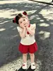 Conjunto de Verano Lindo de Dibujos Animados para Niñas, Shorts Florales Elegantes para Bebé, Conjunto de Dos Piezas Delgado Casual, Dulce y Moderno