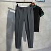 Pantalones de Verano para Hombre, Pantalones de Traje Nueve Puntos, Pierna Recta, Sueltos, con Caída, Ajustados, Pantalones de Vestir Cónicos para Hombres Jóvenes, Pantalones de Negocios