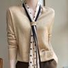 Fita de Tricô Estilo Chanel Lã Penteada Manga Longa Feminino Primavera e Outono Slim-fit Versátil Top Base de Tricô de Lã