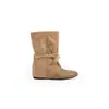 Estilo Uva de Mamá, botines retro de punta para mujer con plataforma interior, cordones, patchwork y diseño fruncido, botas de montar a media pantorrilla