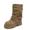 Botines de Moda Retro para Mujer 2026 Otoño Nueva Llegada Estilo Popular Botas de Tacón Grueso Suela Gruesa que Aumenta la Altura Versátiles Botín de Media Pantorrilla