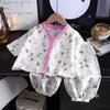 Conjunto de Pijama para Verano, Ropa de Aire Acondicionado para Niños, Ropa de Casa para Niñas, Cárdigan Delgado para Bebé, Ropa para Niños, Absorbente de Sudor y Lindo