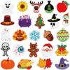 Pegatinas de tela bordadas con temática de Halloween, pegatinas de parche de momia de dibujos animados, pegatinas bordadas de zombis de terror, capítulo del Castillo Mágico