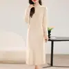 Nova Camisa Base de Tricô Jacquard Pequeno Disco Estilo Chinês Lã Pura Vestido Suéter Solto Outono e Inverno Novo