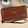 Cartera de Piel Sintética para Hombre con Múltiples Ranuras para Tarjetas Estilo Largo Casual de Gran Capacidad Bolso de Mano Multifuncional para Teléfono y Cambio