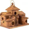 Casa para pájaros de exterior, casa para pájaros de exterior de 5 agujeros, habitación adecuada para 5 pájaros, adecuada para el patio