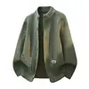 2026 Novo Outono/Inverno Transfronteiriço Masculino Gola Alta Cor Sólida Simples Suéter Tricô Tamanho Grande Moda Casual Jaqueta Cardigan