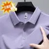 Nueva colección de primavera y otoño: Camiseta de manga larga holgada, ligera y elegante para hombre, de color liso y con un cuello polo clásico, adecuada para hombres de mediana edad en entornos de negocios casual.