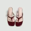 Sandalias de tirón cuadradas de tacón fino para mujer, al por mayor de fábrica, estilo francés, como de hada, sandalias de tacón alto con espalda descubierta, de moda para uso en exteriores