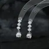 Brincos de Prata 925 com Design Coreano da Moda, Zircônia para Mulheres, Design Único Que Faz o Rosto Parecer Mais Magro, Brincos de Tarraxa com Franjas