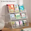 Estante Infantil para Livros de Bebê Suporte de Livros com Imagens para Bebês Estante Simples de Chão Estante de Armazenamento Estante de Armazenamento Doméstica Móvel Estante Pequena Simples com Rodas
