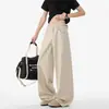 Pantalones Casuales de Corte Limpio Estilo Japonés para Hombre, Moda Urbana Versátiles Holgados de Caída Recta Pierna Ancha Pantalones Deportivos