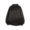 Suéter con media cremallera para hombre, estilo coreano, corte holgado, jersey sencillo con cuello camisero, top de punto liso de alta gama