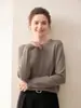 Suéter Rikako Espesado de Hilo Fino 100% Lana Pura Hilo Yangzi para Mujer Cuello Redondo Jersey de Punto Capa Base