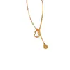 Collar Colgante de Calabaza Hielo Triturado de Cobre Chapado en Oro CNC para Mujer, Cadena para Clavícula con Borla Doble Calabaza de Diseño de Lujo Ligero de Alta Gama