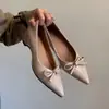 Zapatos para Mujer Chuyuji de Punta Fina con Diseño de Moño Estilo Francés para Viajes Diarios de Boca Baja
