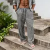 2026 Verano Transpirable Algodón y Lino Hombres Sueltos Casuales Deportivos Lino Pantalones Rectos Transfronterizos Amazon Europeos y Americanos
