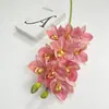 Flores Artificiais Comércio Transfronteiriço Impressão 3D Orquídea Cymbidium de 10 Cabeças com Textura Realista e Filme Hidratante para Decoração de Casa Flores Artificiais Flores de Seda