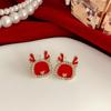 Pendientes rojos de Año Nuevo, pendientes festivos del año del dragón, pendientes elegantes de alto sentido para mujer, pendientes de Año Nuevo de otoño e invierno al por mayor