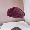 2024 Sombrero de Moda Belle Decorativo con Etiqueta Pequeña Vintage para Mujer Otoño e Invierno Versátil Sombrero de Pintor Casual Elegante Moda Sombrero de Calabaza