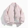 Chaqueta de Algodón de Invierno para Hombre, Estilo Americano Moderna con Forro Polar Gruesa Holgada Cálida, Chaqueta Retro con Cuello de Béisbol a Prueba de Viento para Hombre