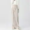 Pantalones de maternidad estilo coreano, versión otoño e invierno, forrados de felpa y engrosados, pantalones de pierna ancha con cordón, adecuados para primavera y otoño, pantalones rectos cálidos para otoño e invierno