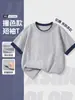 Camiseta de Niña Verano Delgada Manga Corta Bloques de Color Top 2026 Nuevo Elegante Falso Dos Piezas Media Manga