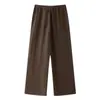 Amazon Transfronterizo Nuevo Lino Estilo Europeo y Americano Otoño Color Sólido Top Sencillo y Pantalones de Pierna Ancha Conjunto de Dos Piezas